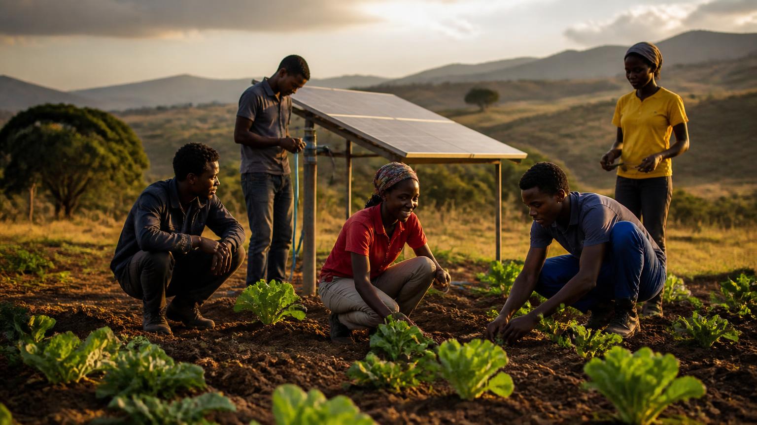 Young people working together on a green livelihoods project in Southern Africa